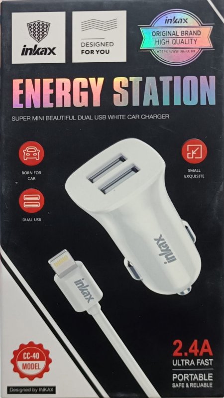  شاحن سيارة ايفون سريع جدا inkax CC-40 CAR  CHARGER iPhone ULTRA FAST